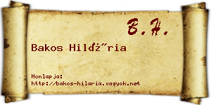 Bakos Hilária névjegykártya